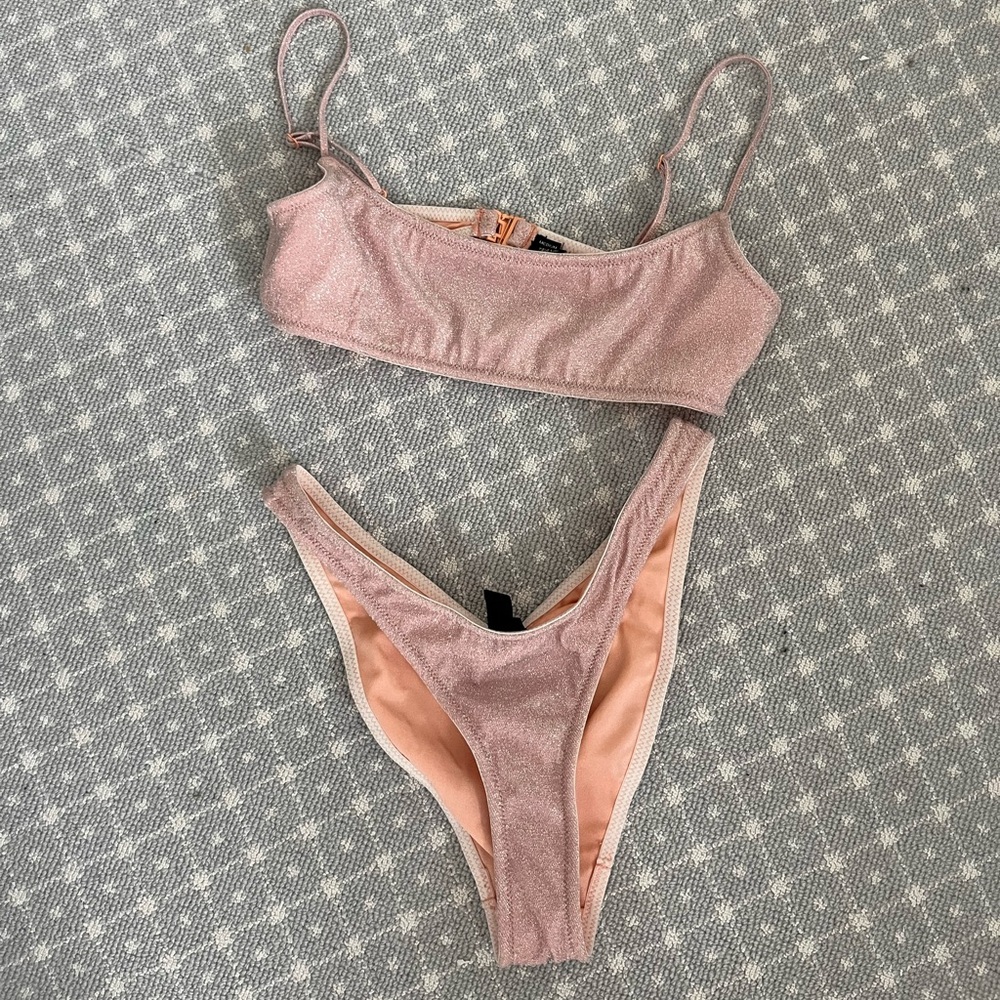 Triangl Pink Sparkly Bikini Size Medium